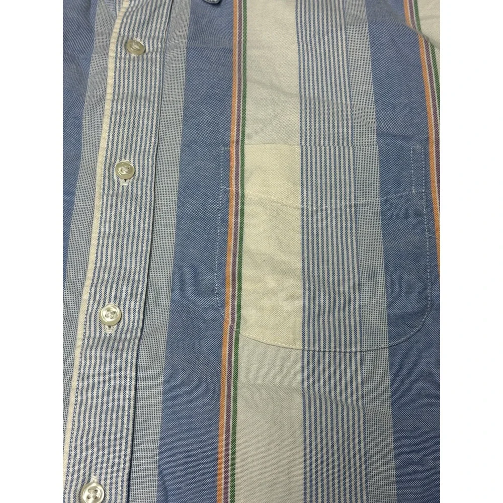 J.Crew Broken-In Oxford Shirt Mens Medium Slim Fit‎ Blue Striped Organic Cotton